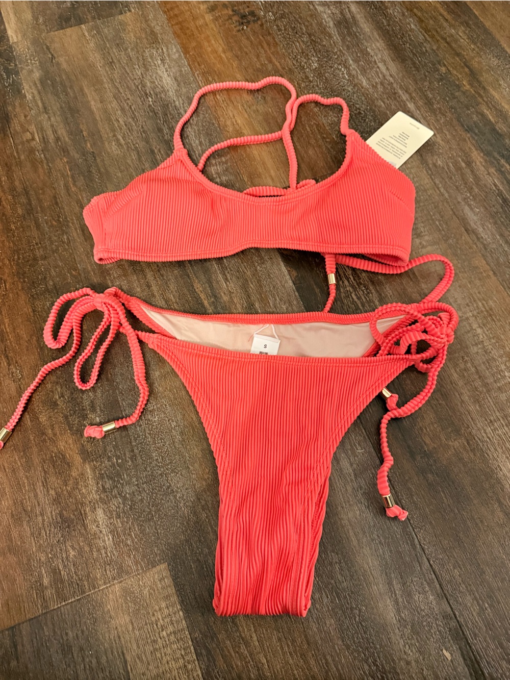 NWT Cupshe Women's Ribbed Coral Bikini Set Sz S
